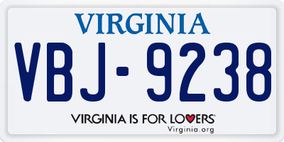 VA license plate VBJ9238