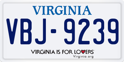 VA license plate VBJ9239