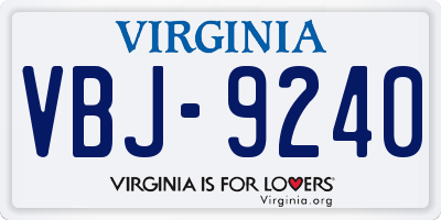 VA license plate VBJ9240