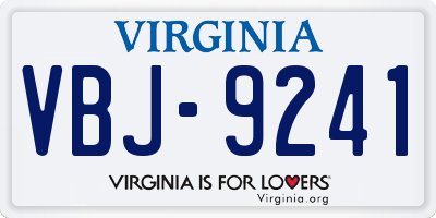 VA license plate VBJ9241