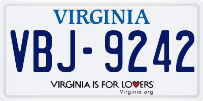 VA license plate VBJ9242