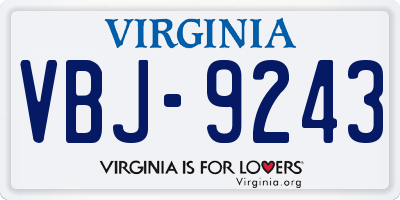 VA license plate VBJ9243