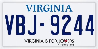 VA license plate VBJ9244