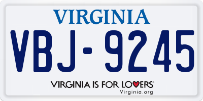 VA license plate VBJ9245