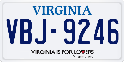 VA license plate VBJ9246