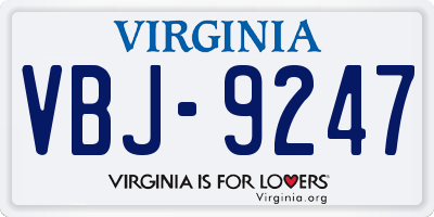 VA license plate VBJ9247
