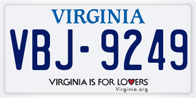 VA license plate VBJ9249