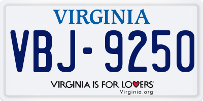 VA license plate VBJ9250