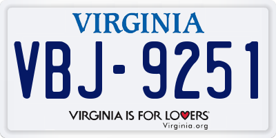 VA license plate VBJ9251