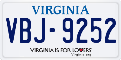 VA license plate VBJ9252