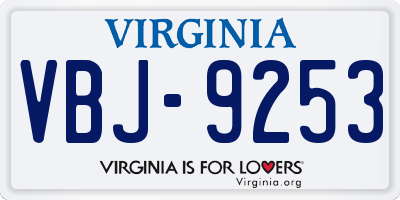 VA license plate VBJ9253