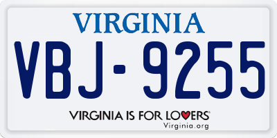 VA license plate VBJ9255