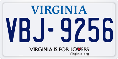 VA license plate VBJ9256