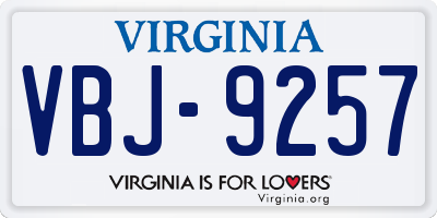 VA license plate VBJ9257