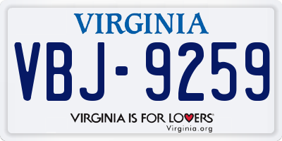 VA license plate VBJ9259