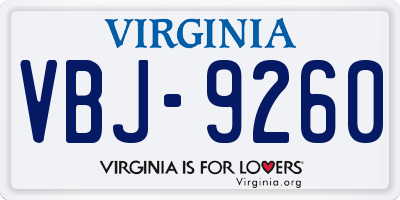 VA license plate VBJ9260