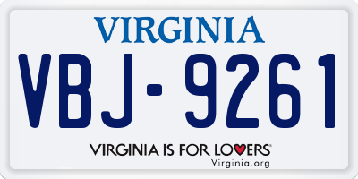 VA license plate VBJ9261
