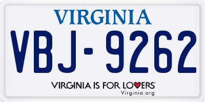VA license plate VBJ9262