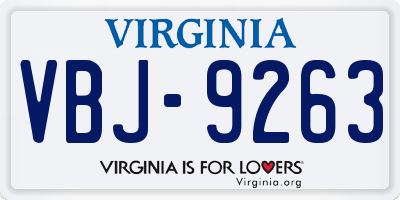 VA license plate VBJ9263
