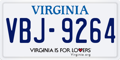 VA license plate VBJ9264