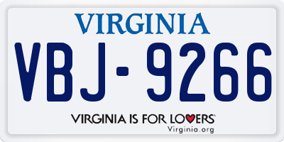 VA license plate VBJ9266