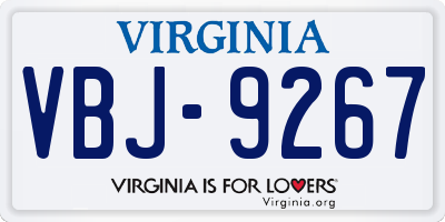 VA license plate VBJ9267