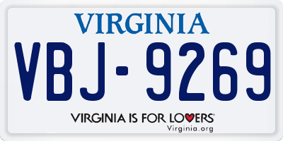 VA license plate VBJ9269
