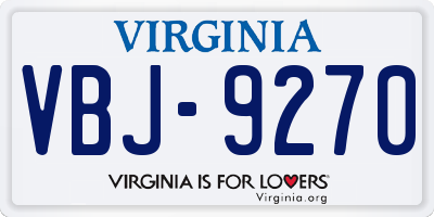 VA license plate VBJ9270