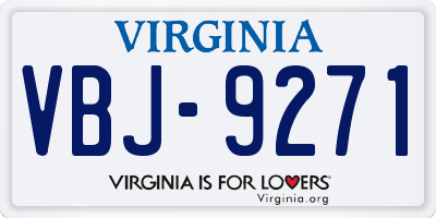 VA license plate VBJ9271