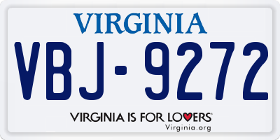 VA license plate VBJ9272