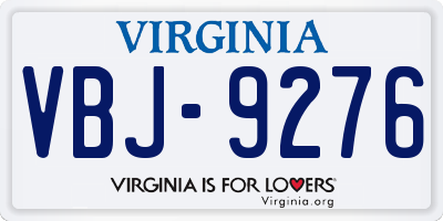 VA license plate VBJ9276