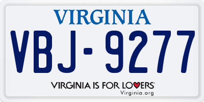 VA license plate VBJ9277