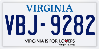 VA license plate VBJ9282