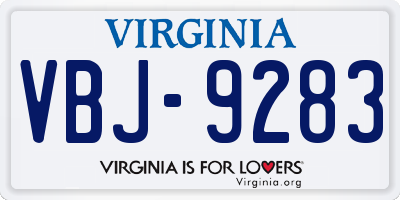 VA license plate VBJ9283
