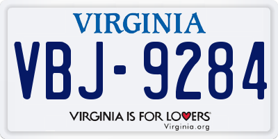 VA license plate VBJ9284