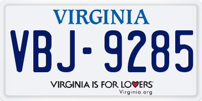 VA license plate VBJ9285
