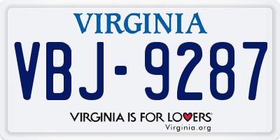 VA license plate VBJ9287