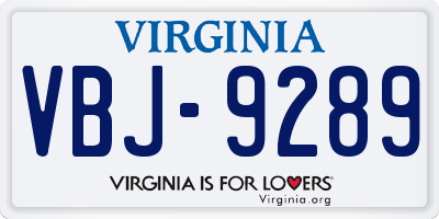 VA license plate VBJ9289