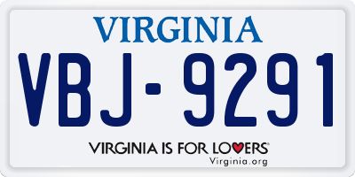 VA license plate VBJ9291