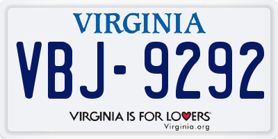 VA license plate VBJ9292