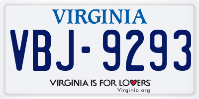 VA license plate VBJ9293