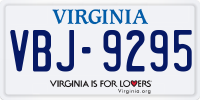 VA license plate VBJ9295