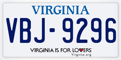 VA license plate VBJ9296