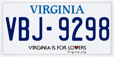 VA license plate VBJ9298