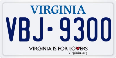 VA license plate VBJ9300