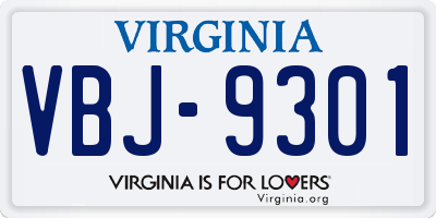 VA license plate VBJ9301