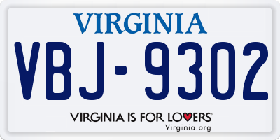 VA license plate VBJ9302