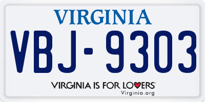 VA license plate VBJ9303