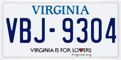 VA license plate VBJ9304