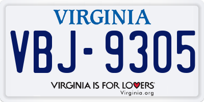 VA license plate VBJ9305